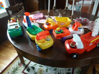 Fleet of 6 Little Tikes vehicles with accessories