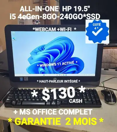 ORDINATEUR TOUT-EN-UN HP- i5 4eGen- 8GO- 240GO*SSD, View more