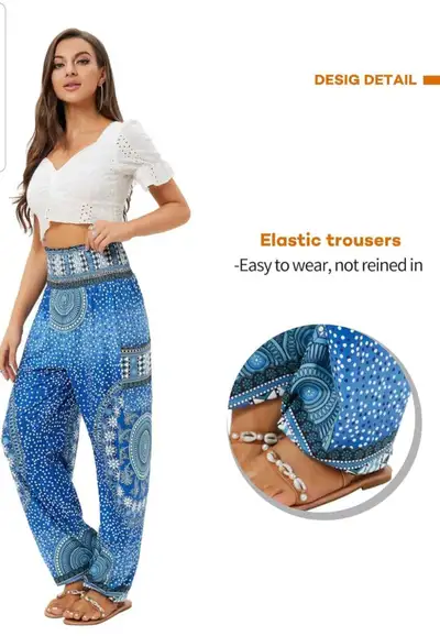 BRAND NEW Harem Pants, High Waist Yoga Boho Trousers w/ Pockets, View more