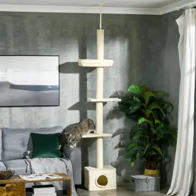 Floor-to-Ceiling Cat Tree: This modern cat tree provides pets with an expanded space to play and dis...