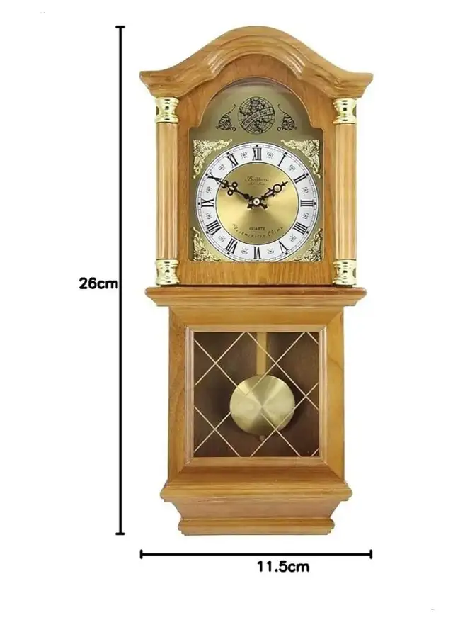 Bedford Clock Collection 26" Chiming Pendulum Wall Clock, Golden in Home Décor & Accents in City of Toronto - Image 3