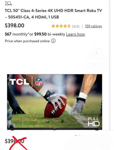 BRAND NEW 50" TCL 4K ROKU SMART TVONLY $310 OR $350, View more