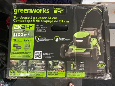 Tondeuse manuelle Greenworks 48 V (2 x 24 V) sans balai, 20 po, View more