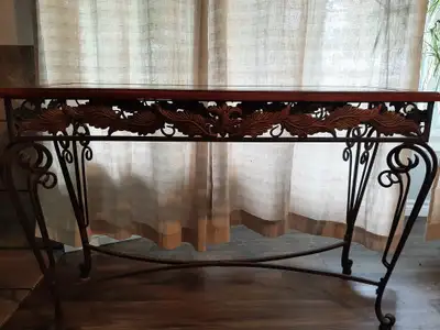 Ornate Victorian Console Table with Glass Top, View more