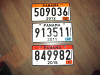 3 RARE PLAQUE IMMATRICULATION LICENSE PLATE PANAMA OFFICIAL