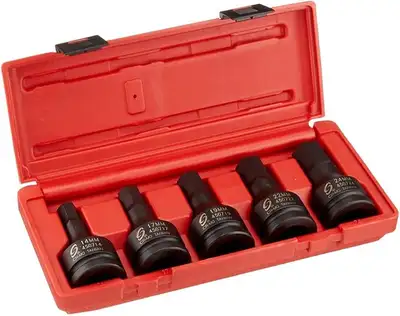 Sunex 4507, 3/4 Inch Drive Impact Hex Driver Set, 5-Piece, Metric, 14mm-24mm, Cr-Mo Steel, Dual Size...