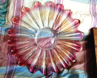 Federal Glass Iridescent Carnival Glass Floral Sandwich Tray