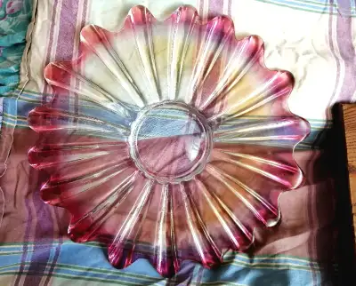 Federal Glass Iridescent Carnival Glass Floral Sandwich Tray, View more