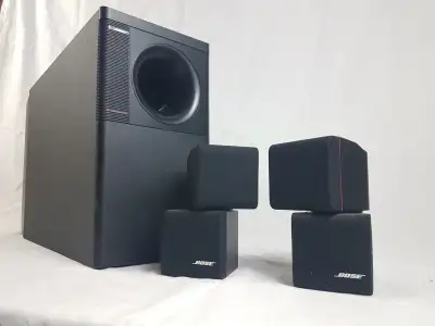 For sale: Bose Acoustimass 9 subwoofer and satellite speakers in great condition, cables included.