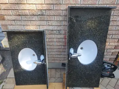 Selling 2 sets of Granite Vanity Tops with sinks Set 1 : 22” x 37” 150$ Set 2 : 22” x 49” 200$