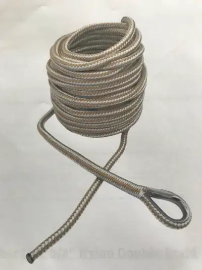 5/8 inch, nylon double braid anchor line . Clean and in excellent condition. 100 percent nylon. Hand...
