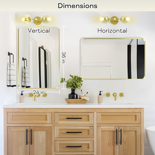Minuover 24 x 36 Inch Gold Metal Frame Vanity Mirror NEW in Home Décor & Accents in London - Image 4