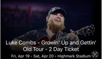 Luke Combs 2 day show. Buffalo on April 19 & 20th