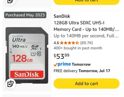 SanDisk card.  *NEW* in package.  $17 cash., View more