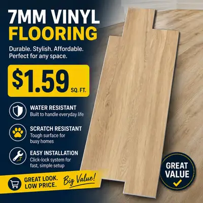 7mm vinyl flooring ($1.59/sf), View more