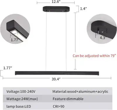 YISDESIGN 3-Light Linear Pendant Dining Room Light Fixture, View more