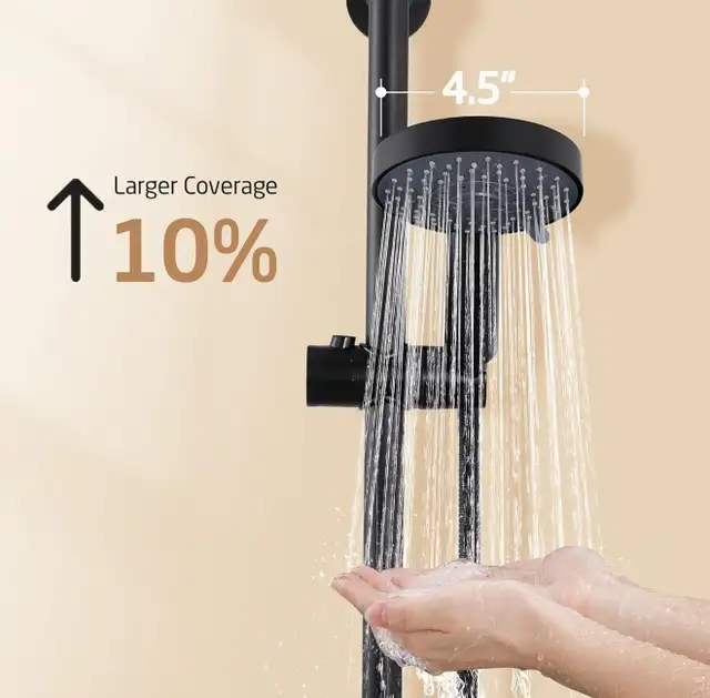 New Shower Head with Hose and Adjustable Shower Slide Bar/Black in Bathwares in Calgary - Image 8