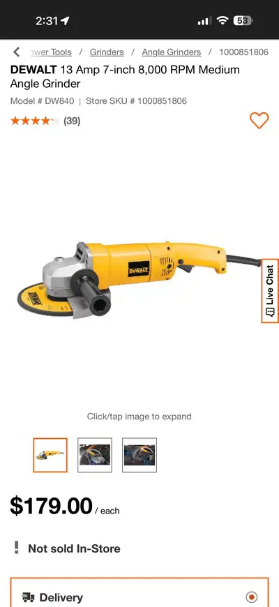 DeWalt grinder, View more
