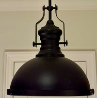 Pendant Lights (2) - industrial vintage/farmhouse style, black.