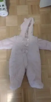 Pink bear infant snowsuit
