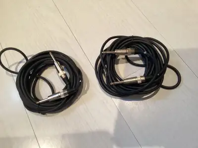 These are (2) 25 ft instrument cables suitable for connecting guitars, keyboards, or other instrumen...