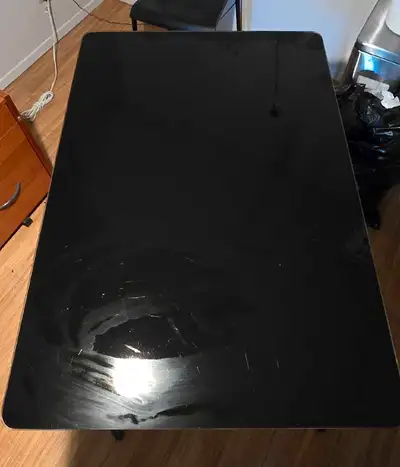 Glass top table with 3 chairs, View more