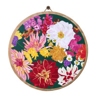 Flowers Painting On Wood Plaque 