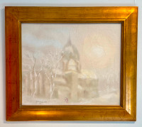 Gilles E. Gingras"Cathédrale de Montréal", huile, 20x24, signée