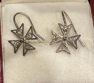 Maltese cross earrings, View more