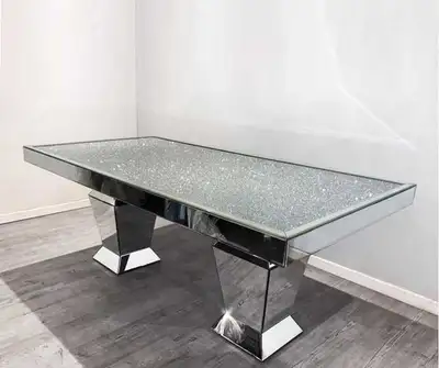 Luxury Mirrored Crush Crystal Dining Table – Modern  Console Ta, View more