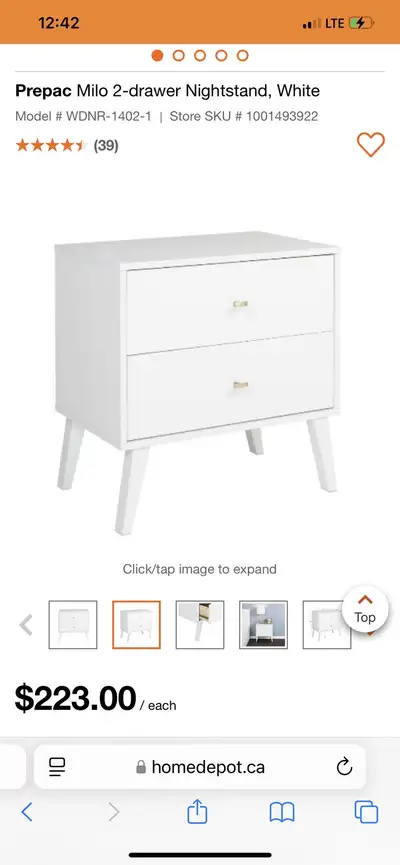 Prepac Milo 2-drawer Nightstand, White NEW SEALED, View more