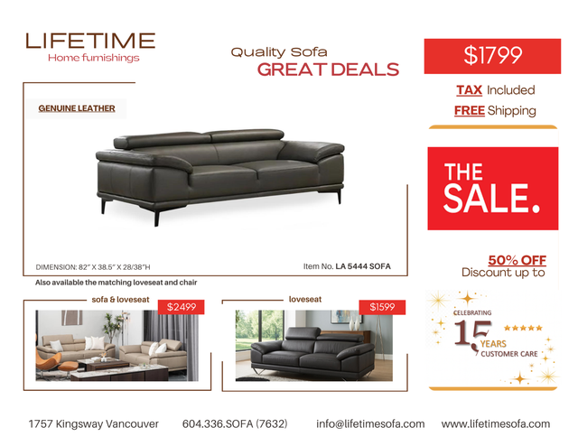 Genuine Top Grain Leather Sofa With Adjustable Headrests in Couches & Futons in Vancouver - Image 10