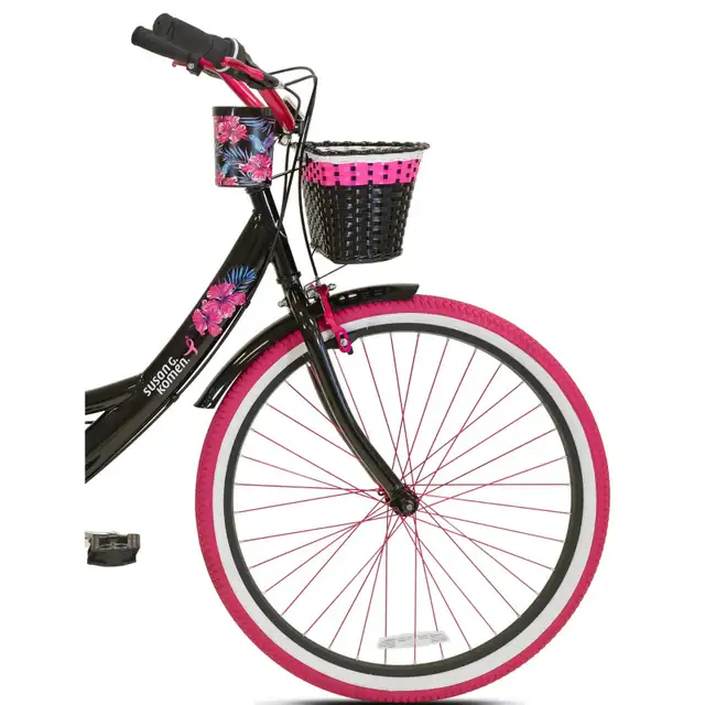 BRAND NEW Fight Cancer 26" Ladies Womens Cruiser Bike Black Pink63010223628033122