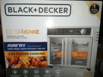 New Black n Decker CRISP n BAKE FRENCH DOOR AIR FRYER OVEN $119, View more