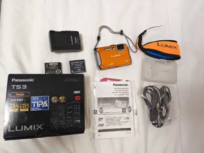 Panasonic ts3 waterproof camera + extras, View more