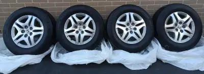 4 MICHELIN ENERGY LX4 M+S ALL SEASON TIRES MOUNTED AND BALANCED ON OEM HONDA ALUMINUM ALLOY RIMS 235...