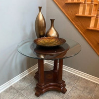 Round Foyer/Entry Table with Glass Top