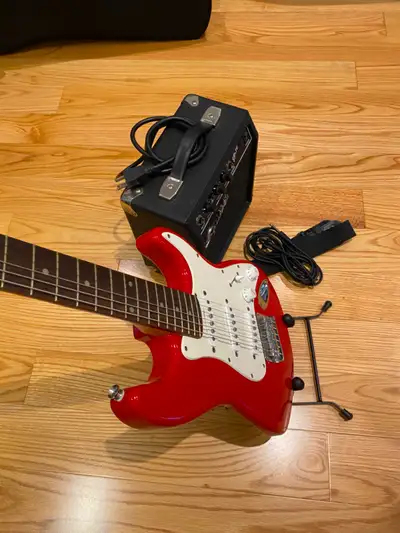 Excellent Mini Squier electric guitar and Amplifier, View more