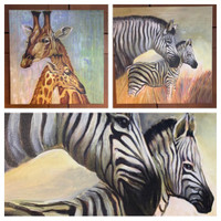 Set of 2 wildlife prints on canvas