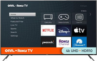 $300 ONN 55" 4K UHD HDR Roku Smart TV 4K, 3 HDMI