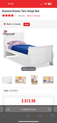 Diamond Dreams Twin Sleigh Bed | The Brick | Bed Frame