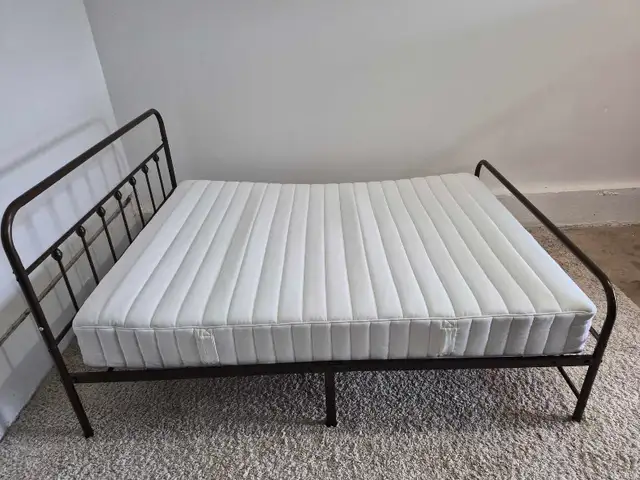 FREE DELIVERY Queen Size Metal Bedframe & Ikea Valevag Mattress in Beds & Mattresses in Vancouver - Image 6