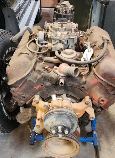 1973 454 BBC engine for rebuild. Engine casting #3999289. This engine has the desirable 049 heads. T...