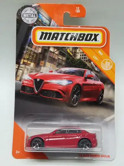 Matchbox '16 Alfa Romeo Giulia, Red In good condition. New in the package, but the card is damaged i...