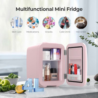 Pink Mini Fridge, 4L Skincare Fridge Cooler and Warmer