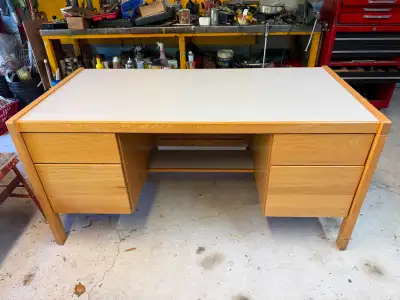 Heavy Duty Office Desk - Solid Oak Construction!, View more