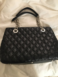 Stuart Weitzman ladies quilted  black leather tote nwot