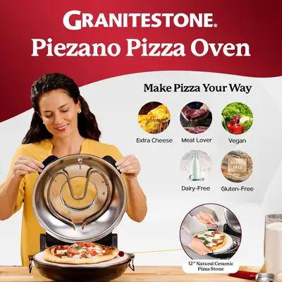 Condition - Used - good **Product Description:** The PIEZANO Crispy Crust Pizza Oven is a compact, e...