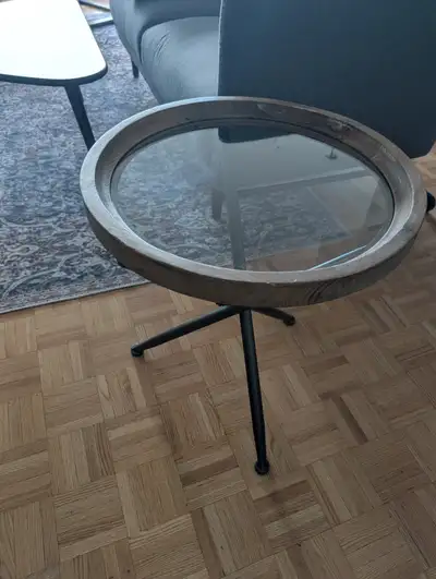 Accent table - wood w/glass top - $40, View more