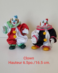 Clown  Hauteur 6.5po. / 16.5 cm. $ 3.00 Ch.  $5.00 pour deux